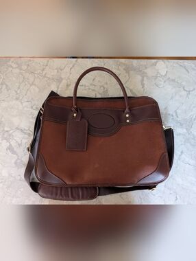 Orvis Men's Brown Leather Travel Laptop Messenger - Brown